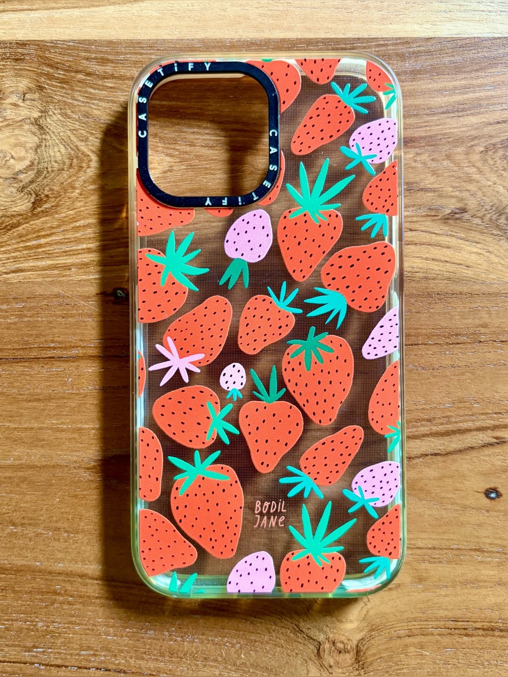 [iPhone 13 Pro Max] Casetify Pink & Red Strawberries by Bodil Jane Impact Case
